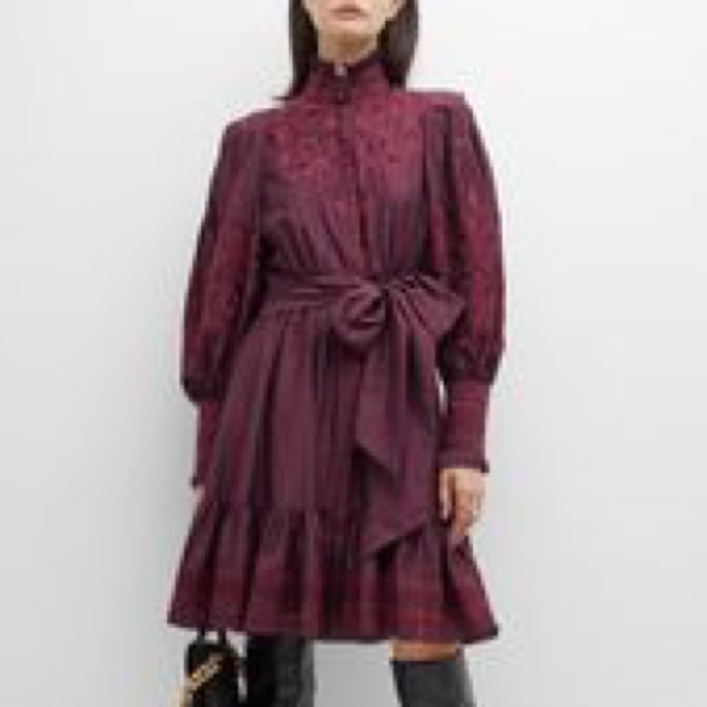 Kobi Halperin Cheryl Floral Embroidered Ruffle-Trim Dress